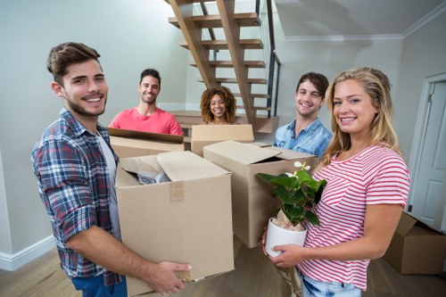 Office relocation planning in Kings Cross with commercial buildings and moving equipment