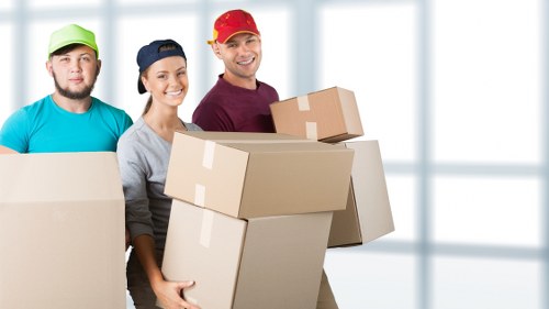 Packed boxes and furniture ready for transport during a Kings Cross removal