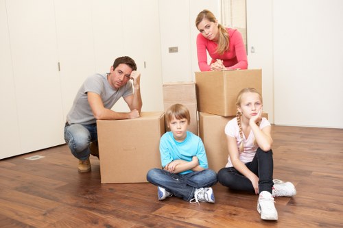 Packed boxes and furniture ready for a Kings Cross removal