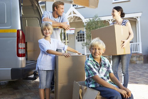Packed boxes and furniture ready for a local Kings Cross removal service